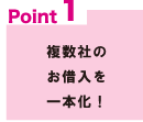 Point1 ５万円〜５０万円 一括でご融資可能！